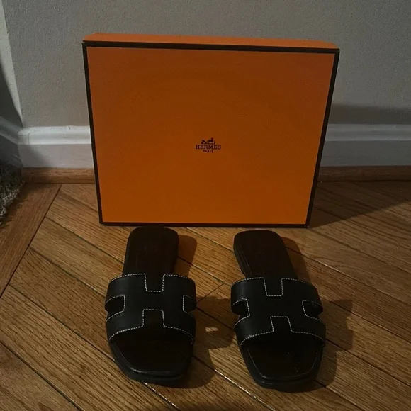 Hermes | Shoes | Black Hermes Sandals Size 4 | Poshmark display picture 2